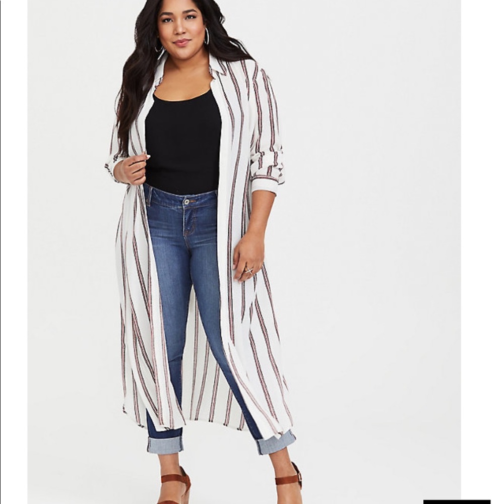 Torrid Black and Red Georgette Trench